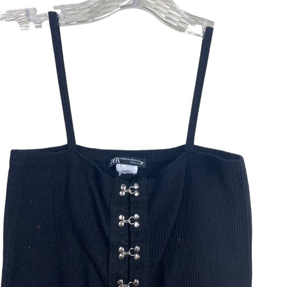 2/$30‎ Zara Black Hook and Eye Seamless Mini Ribbed Bodycon Dress Size XS - Picture 3 of 10